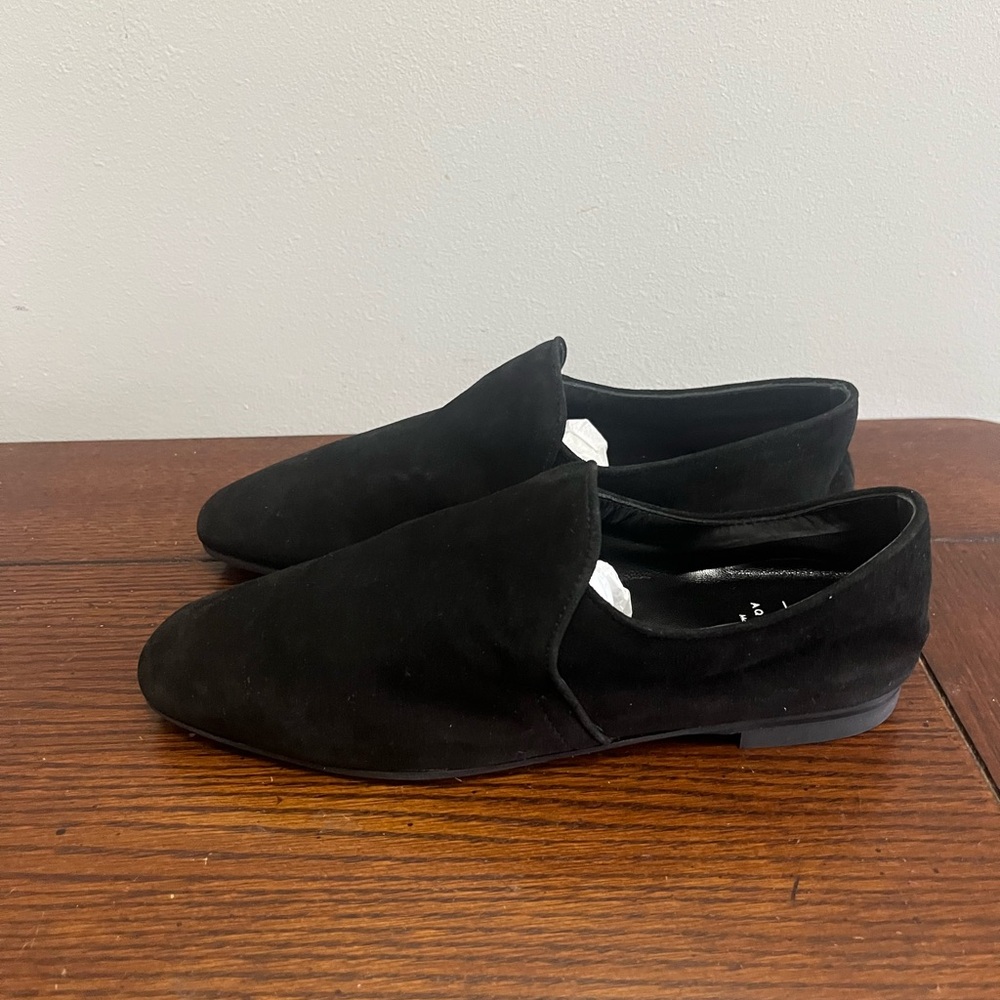 Aquatalia Revy black suede slip‎ on shoes NEW 6